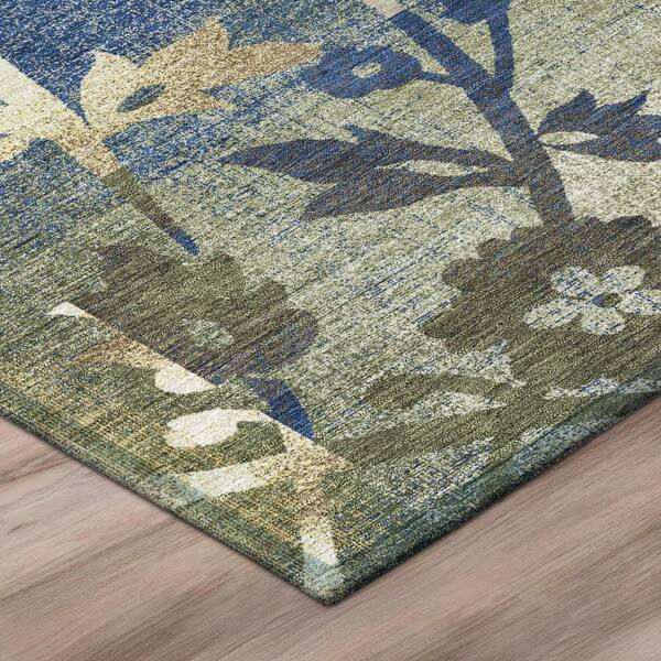 Chantille Machine Washable Indoor/Outdoor Abstract ACN2915 Olive 8 ft. x 8 ft. Round Rug