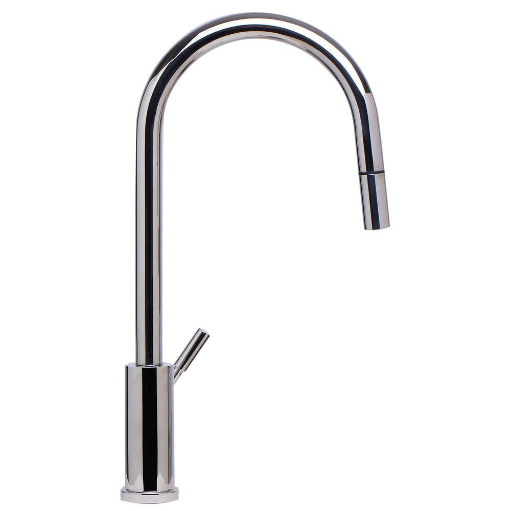 Polished Stainless Steel Pull Down Kitchen Faucet with Spray