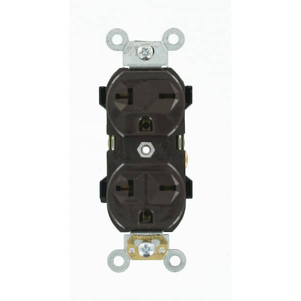 Leviton 20 Amp Commercial Grade Self Grounding Duplex Outlet, Brown