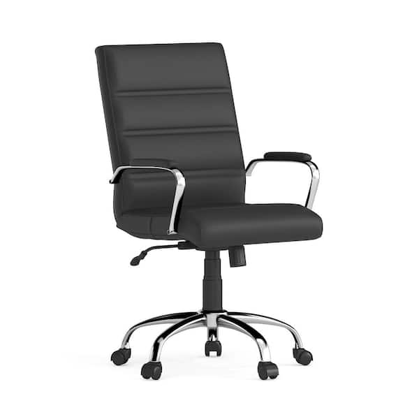 Flash Furniture Whitney Mid-Back Faux Leather Swivel Ergonomic Executive Office Chair in Black