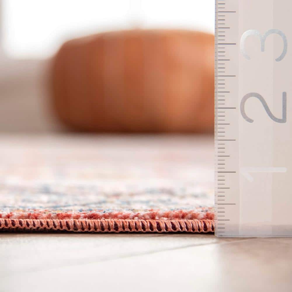 Harriet 2' x 3' Orange Synthetic Medallion Fringe Rug
