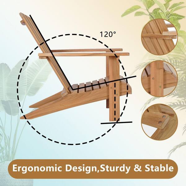 Teak Wood Adirondack Chair, Patio Seating Wooden Chair, Weather