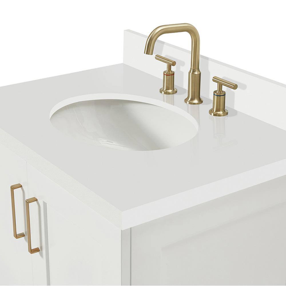 Taylor 30" White Freestanding Vanity Cabinet with Brass Hardware