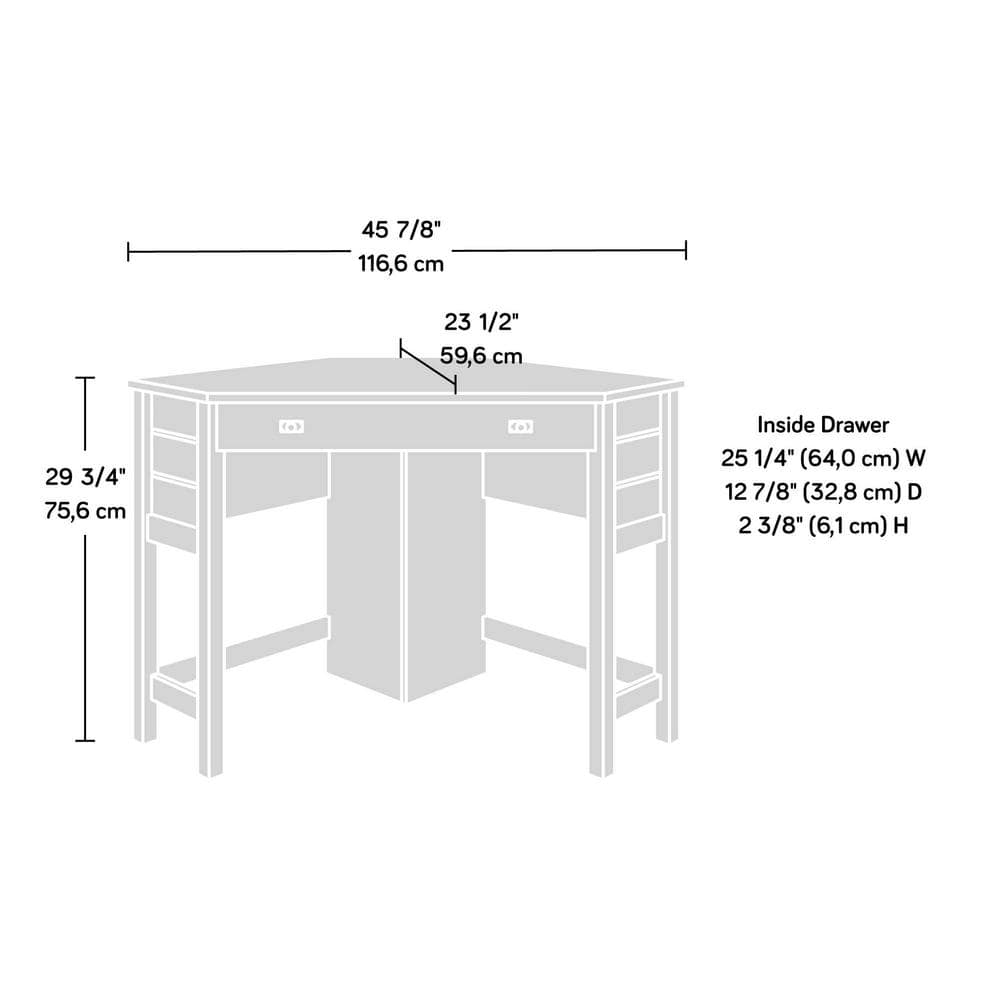 Mystic Oak Gray Corner Desk with Drawer and Keyboard Tray