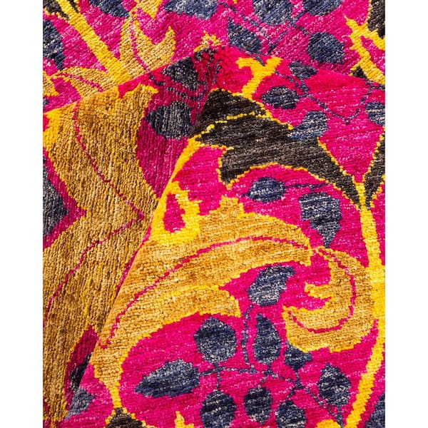 Arts and Crafts 8 ft. x 10 ft. Purple  Floral Wool Indoor Area Rug