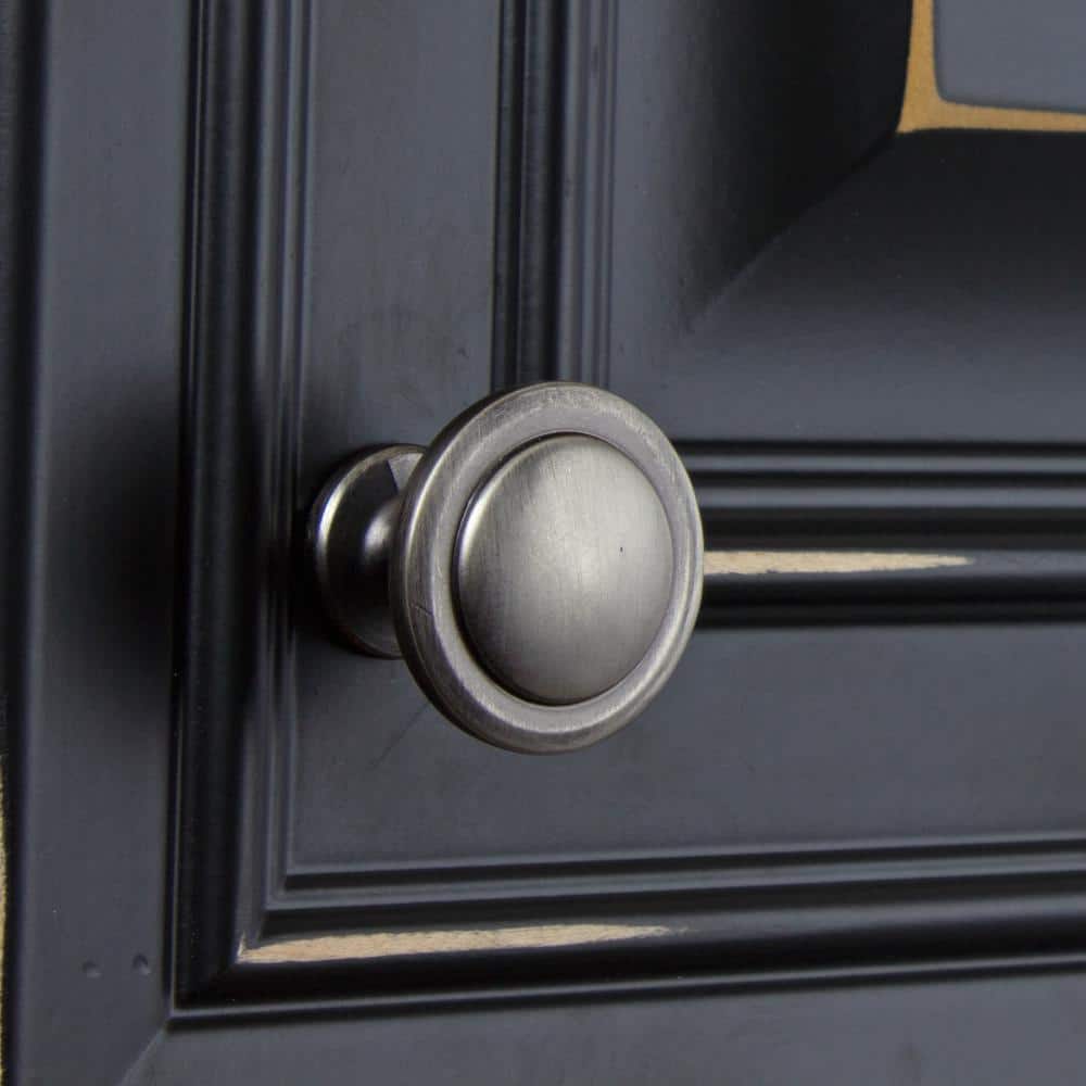 1.25" Round Satin Pewter Cabinet Knob with Mounting Hardware