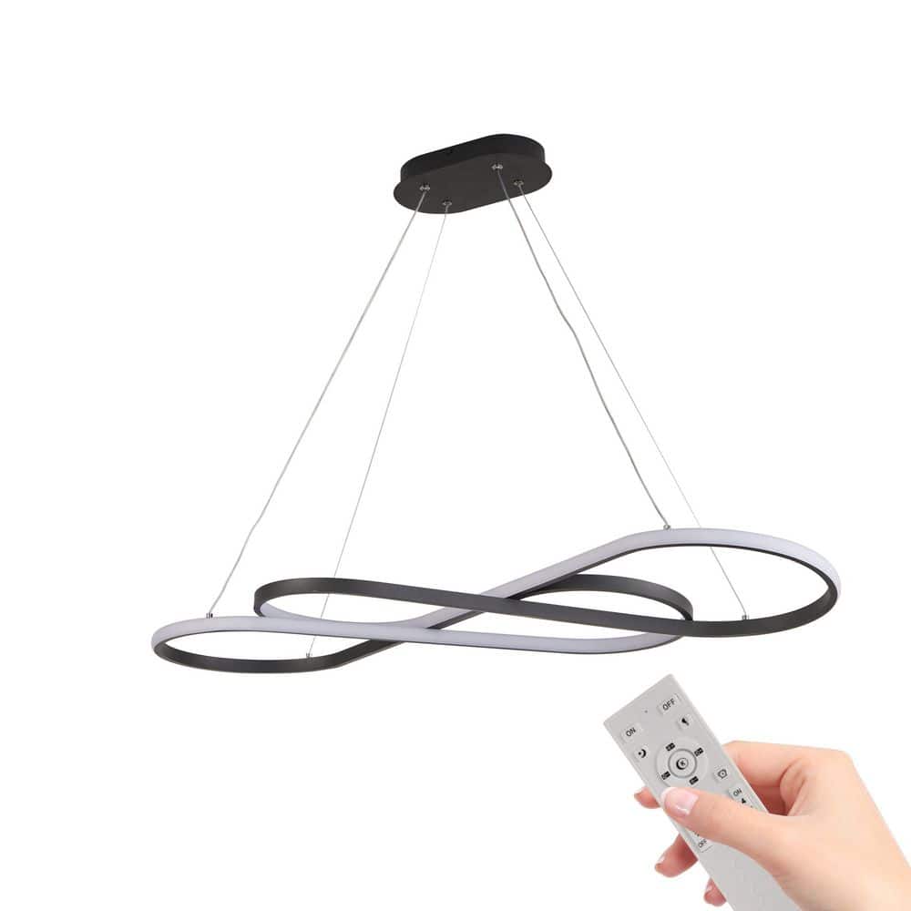 39.4 in. Black LED Pendant Light Dimmable Hanging Ceiling Fixture with Adjustable Height for Dining Room or Kitchen price history on PriceWatchPro