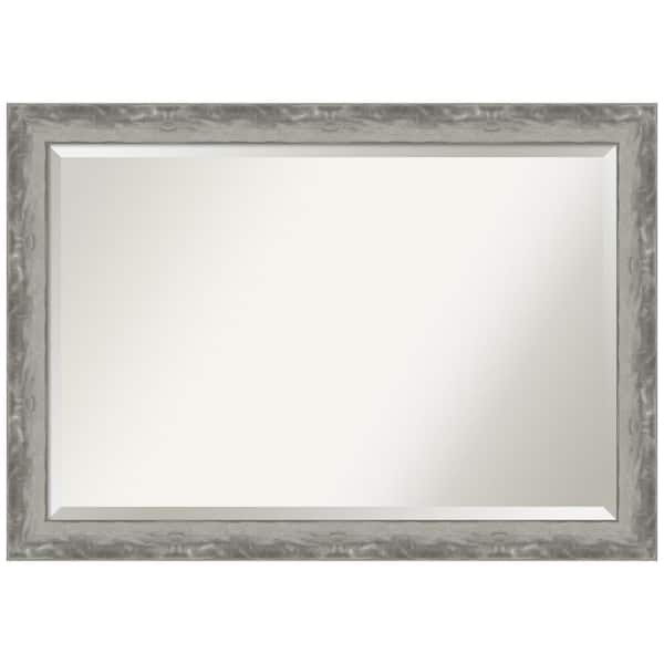 Amanti Art Waveline Silver Narrow 40.5 in. H x 28.5 in. W Framed Wall Mirror