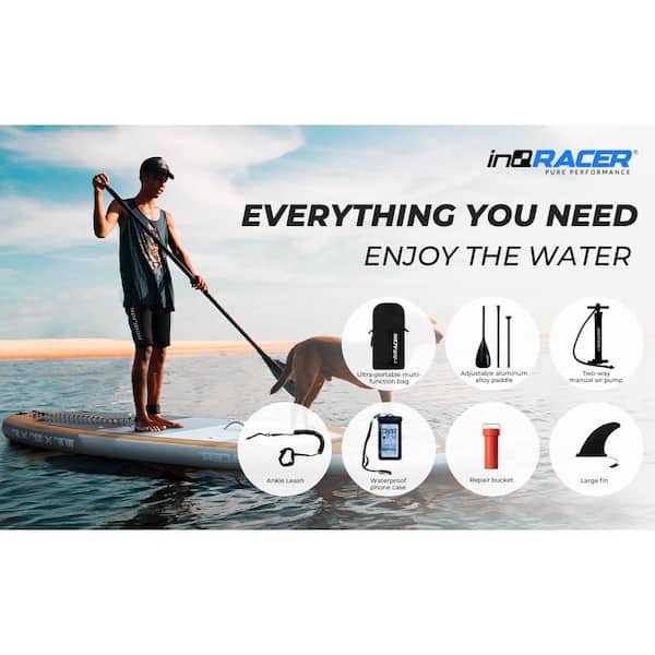 inQracer 10.6 in. x in. 6 Paddle The Depot - IQR-SUP-W-N Wood Inflatable Stand Board Up x in. 32 Home