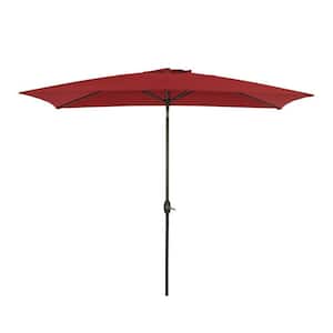 6.5 ft. x 10 ft. Patio Outdoor Aluminium Tilt Beach Umbrella in Red without Stand