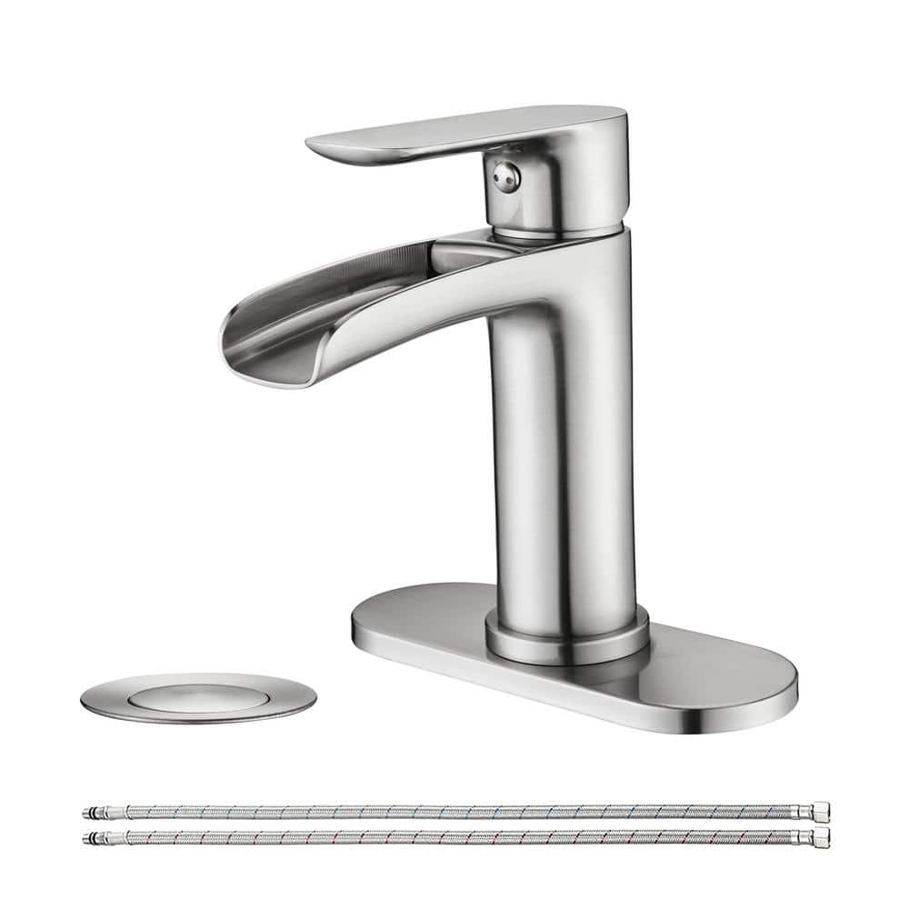 Single Handle Single-Hole Bathroom Faucet with Pop-up Drain Assembly and De