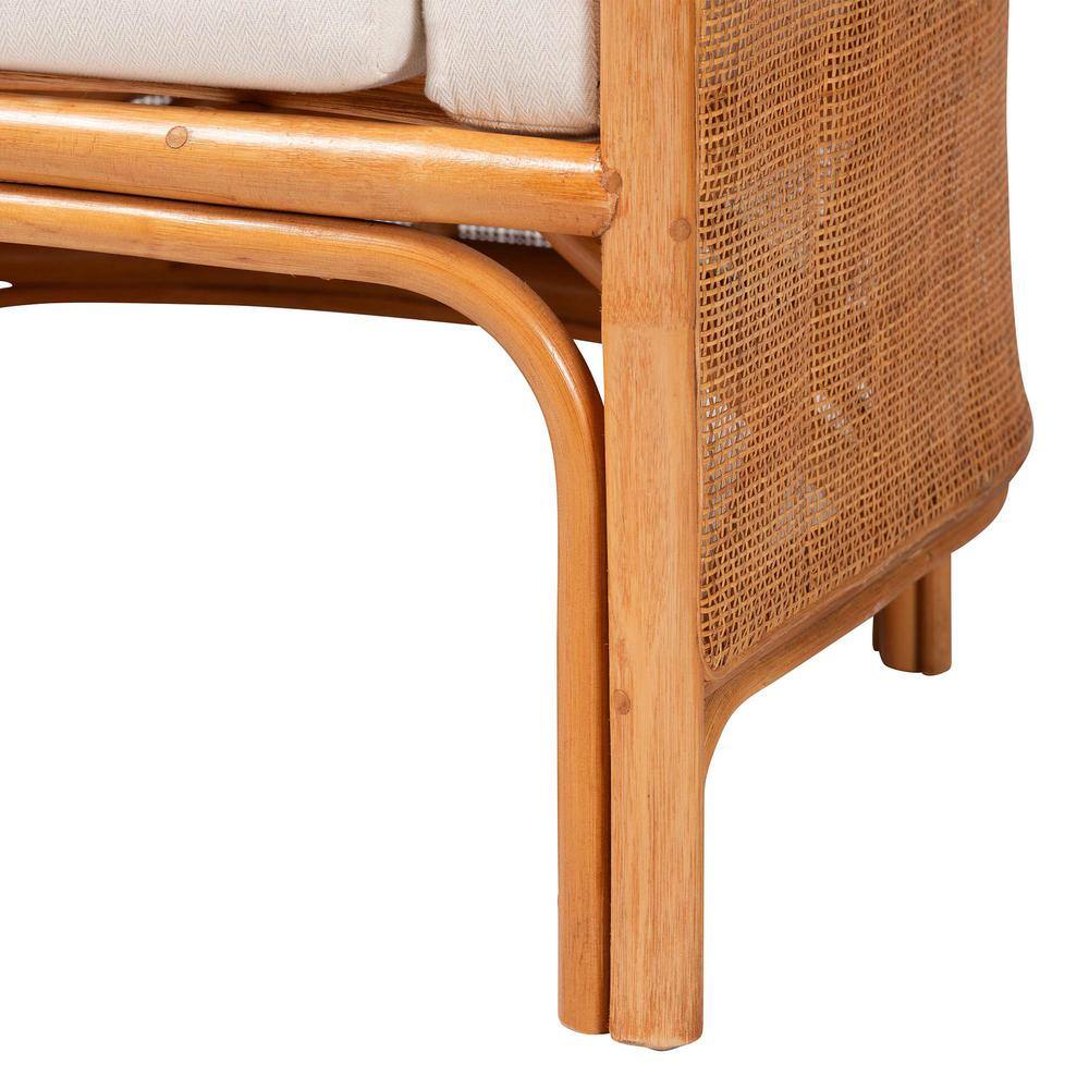 Handcrafted White and Honey Rattan Geometric Accent Chair
