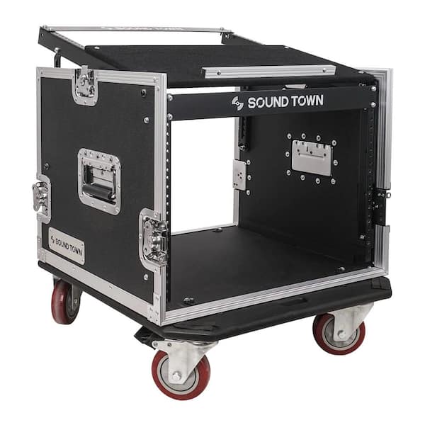 Enhanced Thickness ½ in. (12mm) Plywood 8U Audio Rack/Road ATA Case with 11U Slant Mixer Top