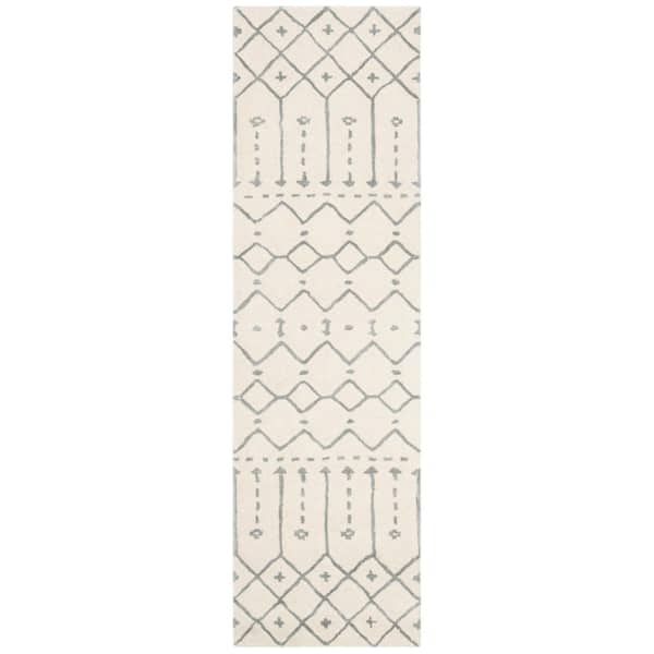SAFAVIEH Himalaya Ivory/Gray 2 ft. x 12 ft. Tribal Geometric Runner Rug