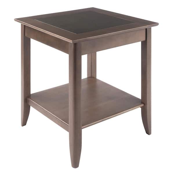 WINSOME WOOD Santino 22.64 in. W Oyster Gray End Table