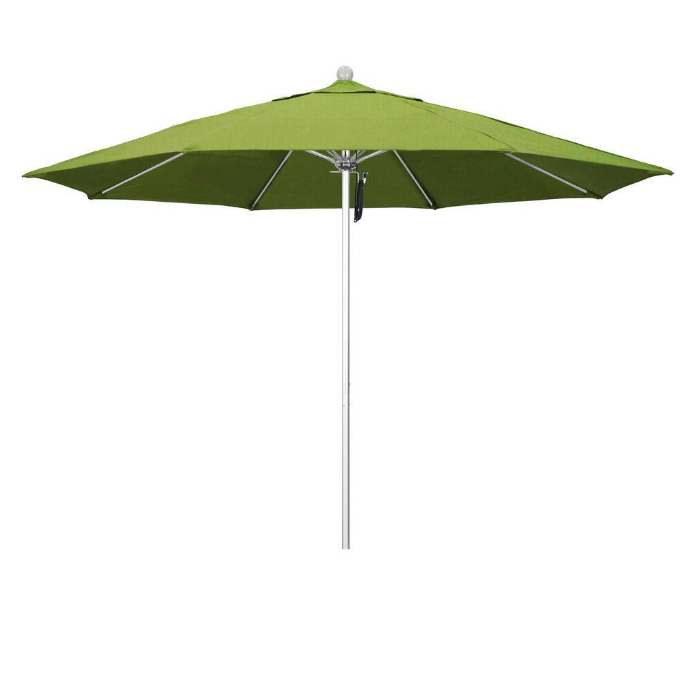 11 ft. Silver Anodized Aluminum Market Patio Umbrella with Fiberglass Ribs Pulley Lift in Macaw Sunbrella price history on PriceWatchPro