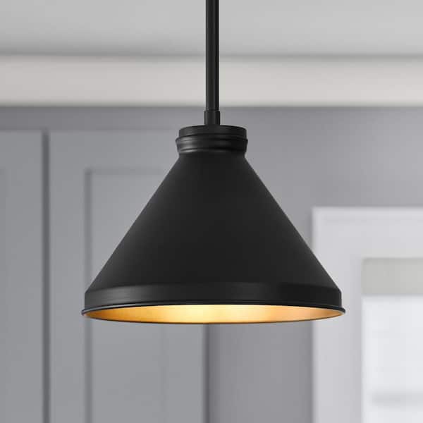 2-1/4 in. Fitter Small Matte Black Metal Cone Pendant Lamp Shade