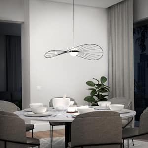Tolena 15-Watt 1 Light Black Modern 3 CCT Integrated LED Pendant Light Fixture for Dining Room or Kitchen