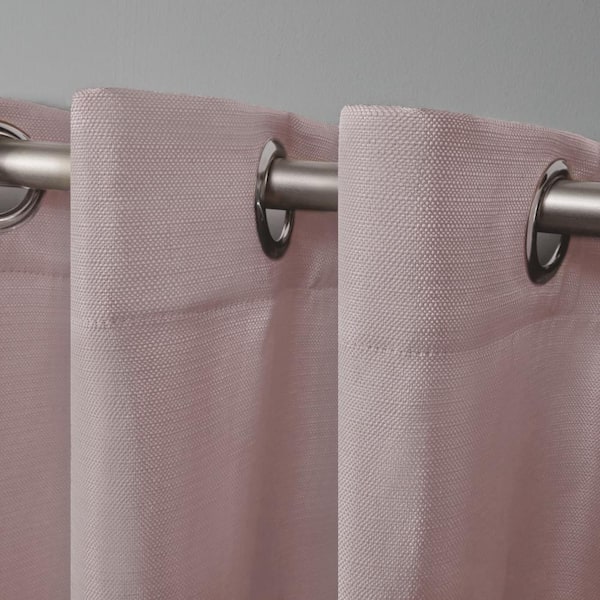 Delano Blush Solid Light Filtering Grommet Top Indoor/Outdoor Curtain, 54 in. W x 120 in. L (Set of 2)