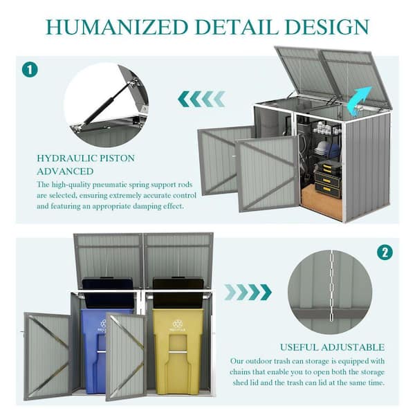 5 ft. W x 2.6 ft. D Metal Outdoor Bin Shed for Garbage Storage