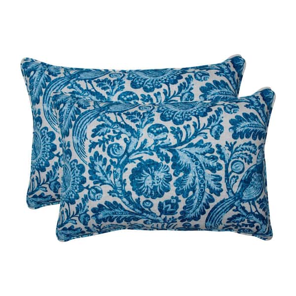 Pillow Perfect Paisley Blue/White Tucker Resist Rectangular Outdoor Lumbar Pillow 2-Pack