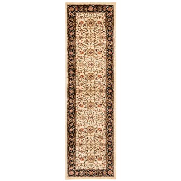 Lyndhurst 2 ft. x 10 ft. Ivory/Black Floral Runner Rug
