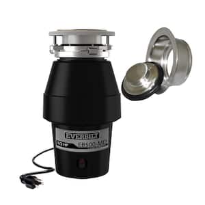 Designer Series 1/2 HP Continuous Feed Garbage Disposal with Brushed Nickel Sink Flange and Attached Power Cord