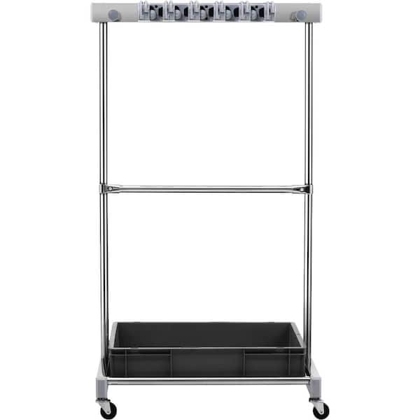 Garden Tool Organizer, 100 lb. Hold Long-Handled Tool, Yard Tool Tower Rack with Wheels for Storage, Metal Tool Stand