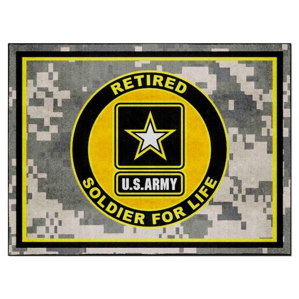 FANMATS U.S. Army Plush Camo 8 ft. x 10 ft. Indoor Latex Backing Tufted Solid Nylon Rectangle Camo Area Rug