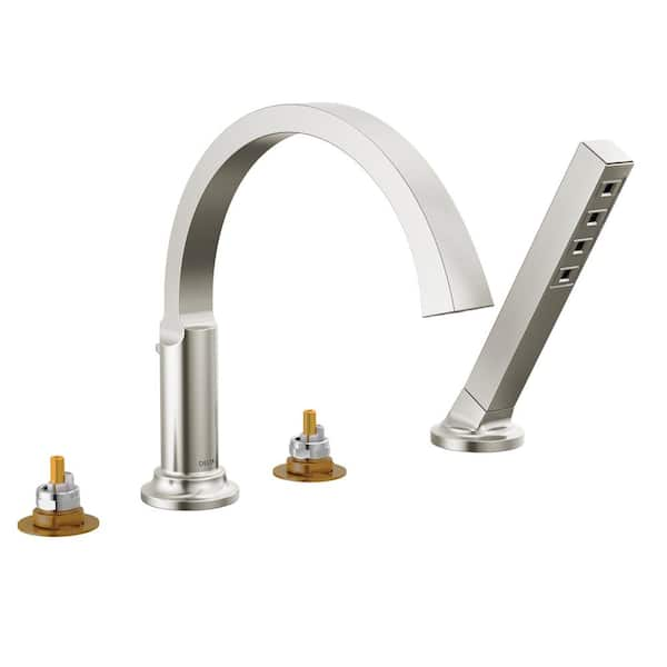 Delta Tetra 2 Handle Roman Tub Faucet Trim Kit With Hand Shower In