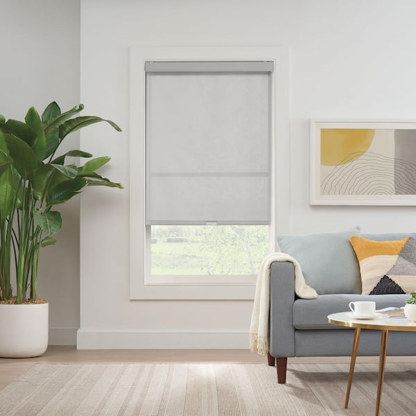 Eclipse Solar Grey Solid Polyester 34 in. W x 72 in. L Light Filtering Single Cordless Roller Shade