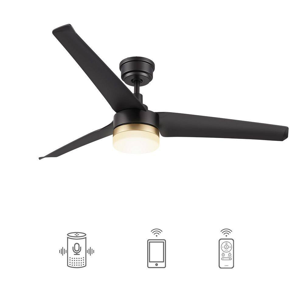 Attis 52 in. Integrated LED Indoor Black Smart Ceiling Fan with Light and Remote, Works with Alexa and Google Home price history on PriceWatchPro