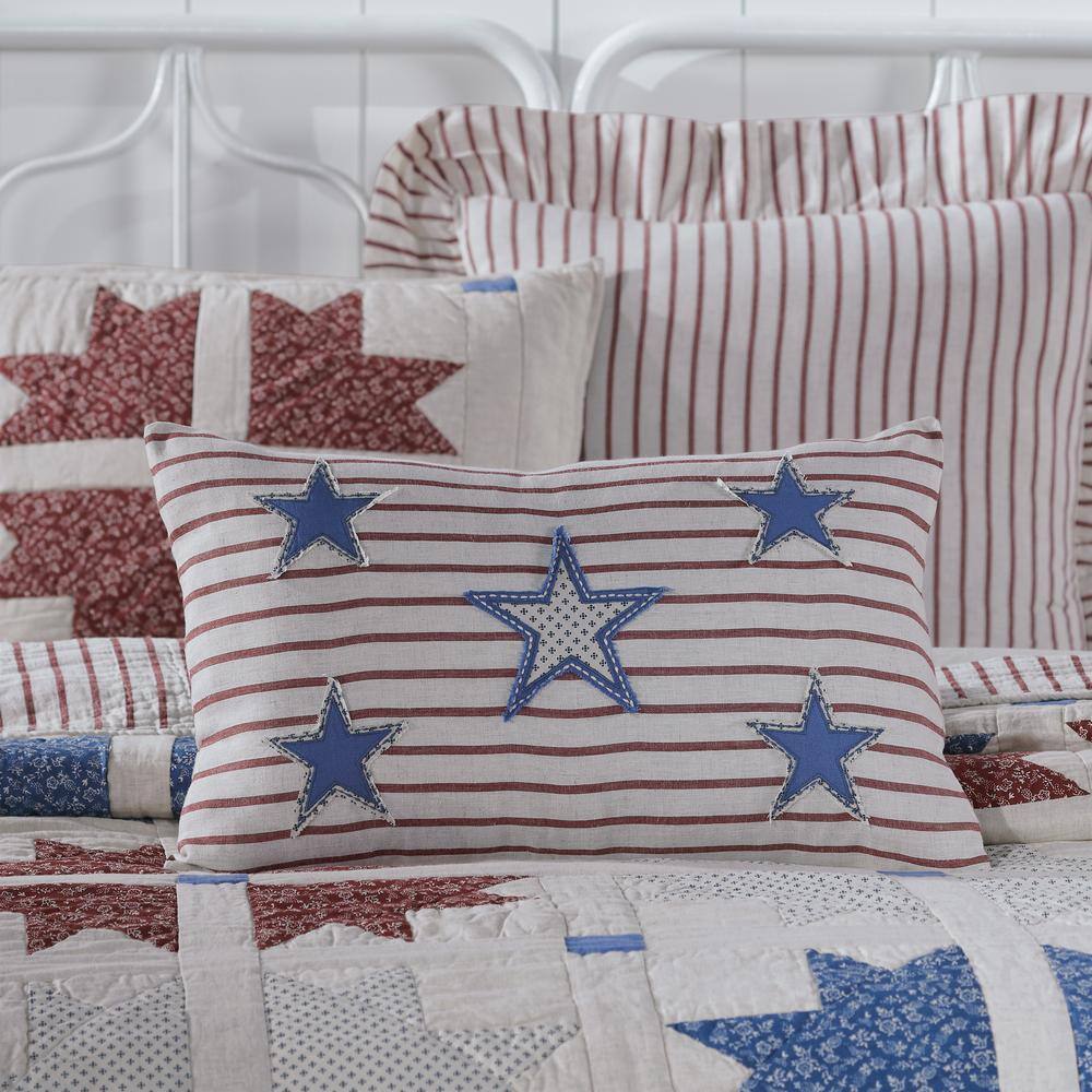 Patriotic Red Cream Blue Cotton Blend Throw Pillow
