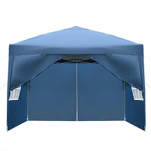 10 ft. x 10 ft. Blue Straight Leg Party Tent with 2 Walls and 2 Windows