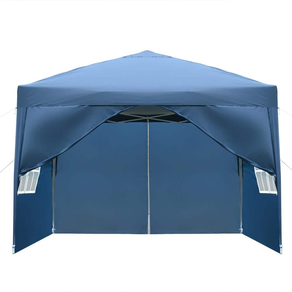 Karl home 10 ft. x 10 ft. Blue Straight Leg Party Tent with 2 Walls and ...