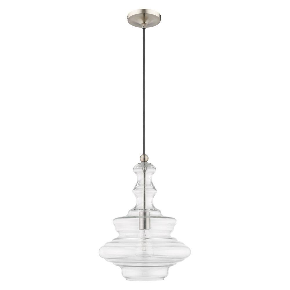 Brushed Nickel Clear Glass Mini Pendant Light