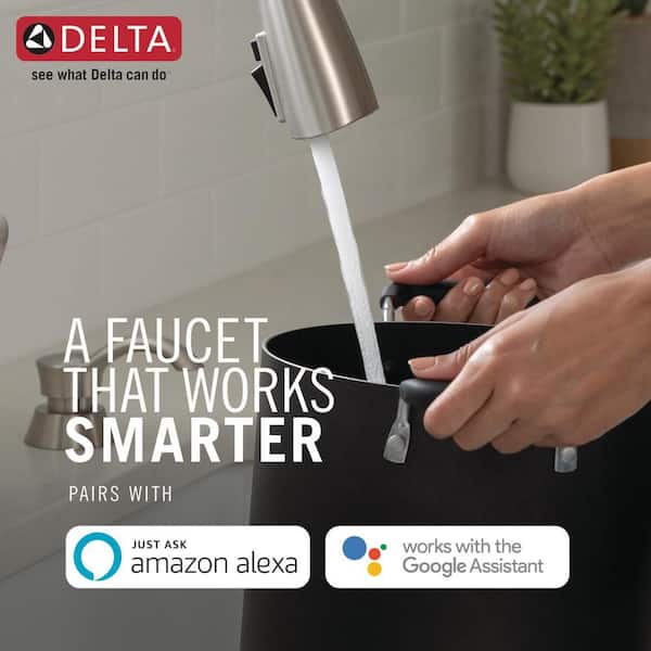 Stryke Voice Touch/Touchless Matte Black 17.25 in. H Pull Down Sprayer Kitchen Faucet with 360° Spout Swivel