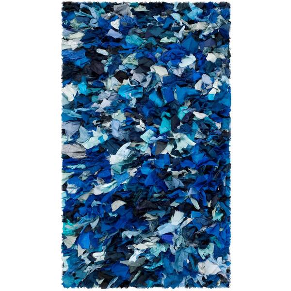 SAFAVIEH Rio Shag Navy/Multi 2 ft. 3 in. x 3 ft. 9 in. Area Rug