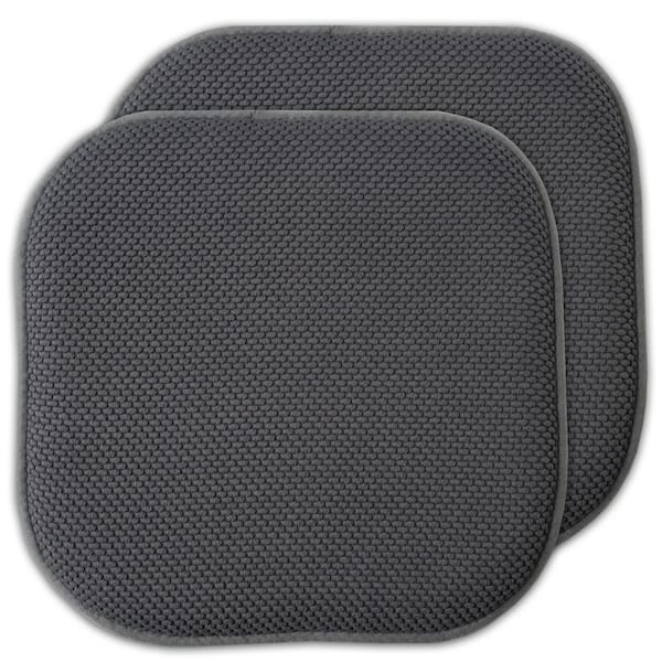 Sweet Home Collection Honeycomb Memory Foam Square 16 in. x 16 in. Non-Slip Indoor/Outdoor Chair Seat Cushion, Gray (2-Pack)