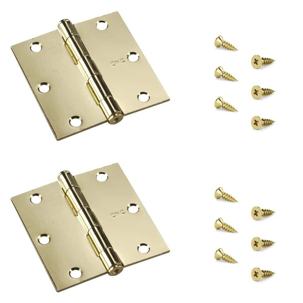 3-1/2 in. x 3-1/2 in. Brass Full Mortise Butt Hinge with Removable Pin (2-Pack) price history on PriceWatchPro