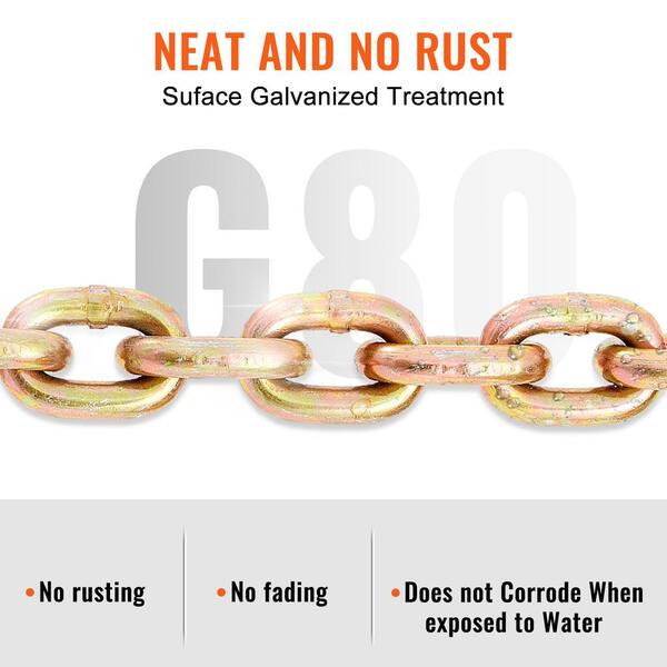 CURT 14-Foot Transport Chain With Hooks - 26,400 Lb Strength For Trailers & Flatbed Loads (3/8" Links)