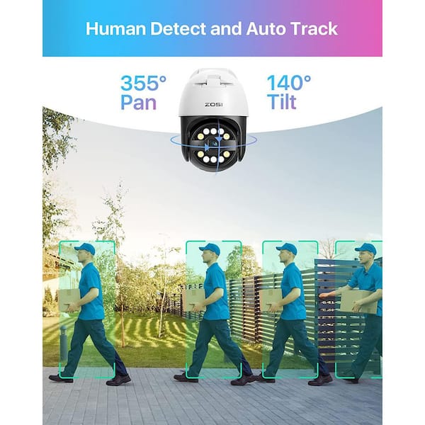 16-Channel 5MP 4K POE 4TB NVR Security Camera System with 8 Wired 355-Degree Pan Tilt Outdoor Cameras, Human Detection