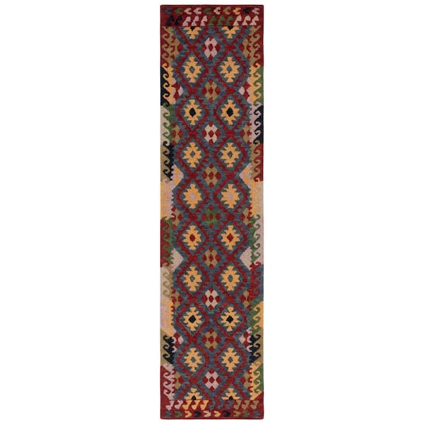 Aspen 2 ft. x 9 ft. Red/Yellow Aztec Diamond Runner Rug