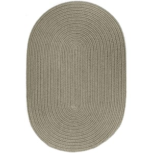 Texturized Solid Moss Green Poly 4 ft. x 6 ft. Oval Braided Area Rug