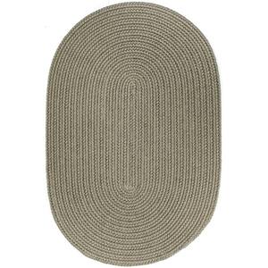 Texturized Solid Moss Green Poly 8 ft. x 11 ft. Oval Braided Area Rug