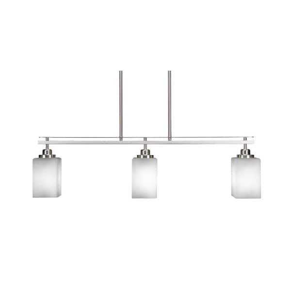 Unbranded Monroe 3-Light Brushed Nickel, Billiard Light, Any room with 4 in. White Muslin Glass Shades no bulbs included