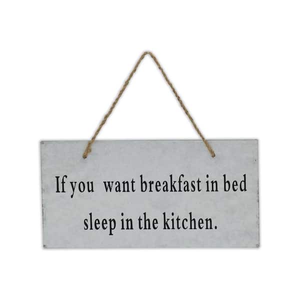 11.75 in. x 6 in. Grey Handcrafted Breakfast In Bed Galvanized Metal Wall Art 1-Piece