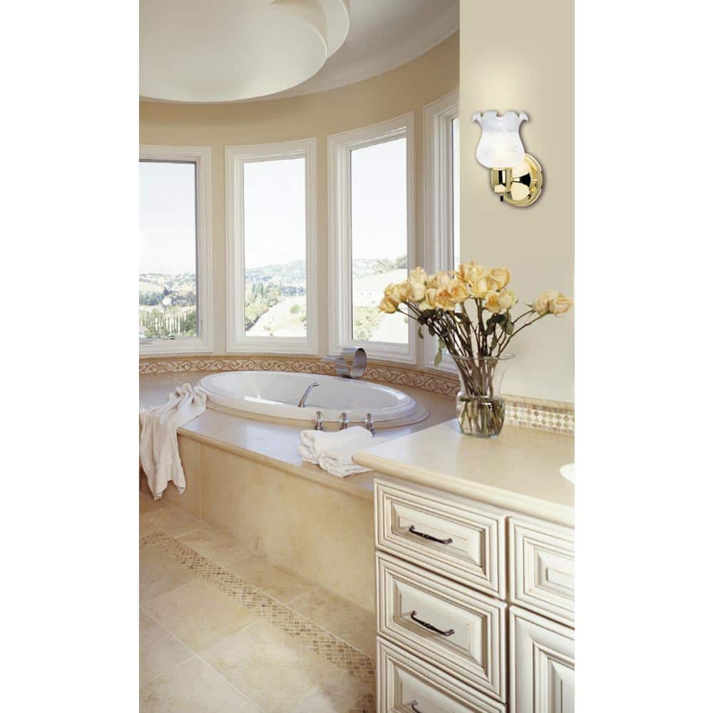 Polished Brass Frosted Glass Wall Sconce with Switch