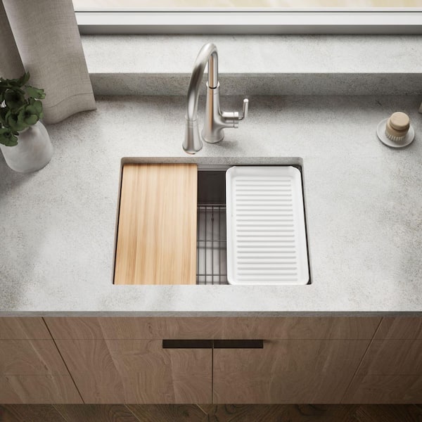 Strive 23 in. Undermount Single Bowl Stainless Steel Workstation Kitchen Sink