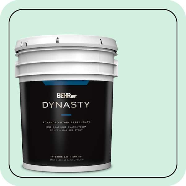 BEHR DYNASTY 5 gal. #P420-1 Spring Frost Satin Enamel Interior Stain-Blocking Paint and Primer